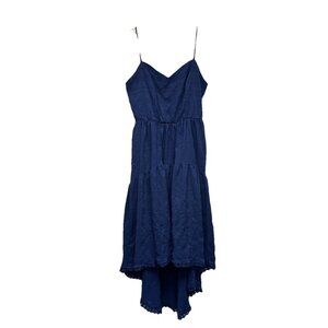 Max + Ash Midi Dress Size L Hi Lo Hem Boho Cottage Coastal Tiered Skirt